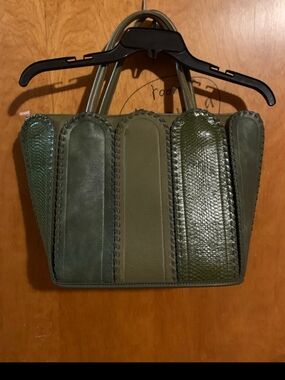 Cato Olive Green Panel Satchel